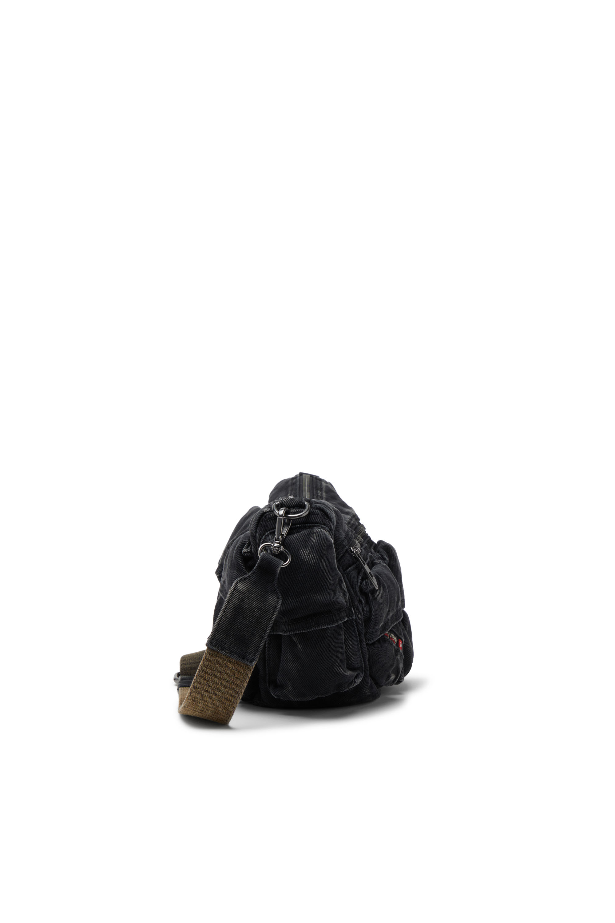 Diesel - MULTI-PKTS SHOULDER BAG X, Unisex's Multi-Pkts-Multipocket bag in washed denim in Black - 4